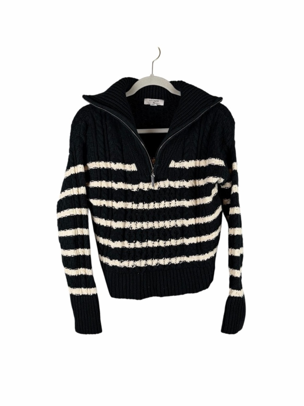 La Ligne x Target Striped Cable Knit Half Zip Sweater XS